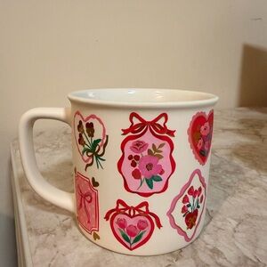 Floral Heart Mug - Pink and Red valentines mug